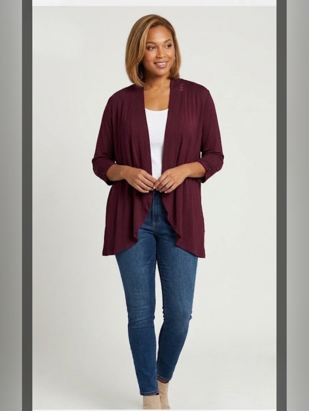 Apt. 9 Jersey Cardigan Sweater PL LP NWT New Lightweight Minimalist Trending Bur